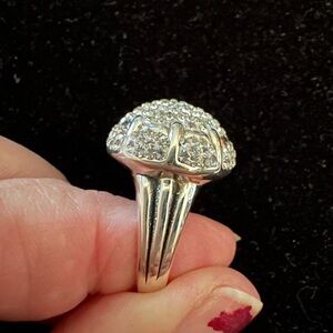 Elegant Silver Crystal Dome Ring